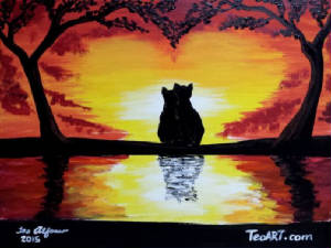 Pond Sunset Painting